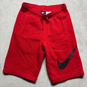 Nike Shorts Mens XS Red Fleece‎ Drawstring Big Swoosh Logo Athletic Pockets EUC